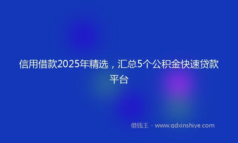 信用借款2025年精选,汇总5个公积金快速贷款平台