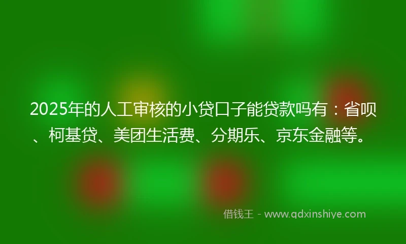2025年的人工审核的小贷口子能贷款吗有：省呗、柯基贷、美团生活费、分期乐、京东金融等。