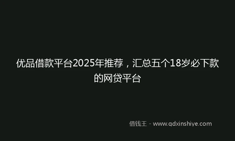 优品借款平台2025年推荐，汇总五个18岁必下款的网贷平台