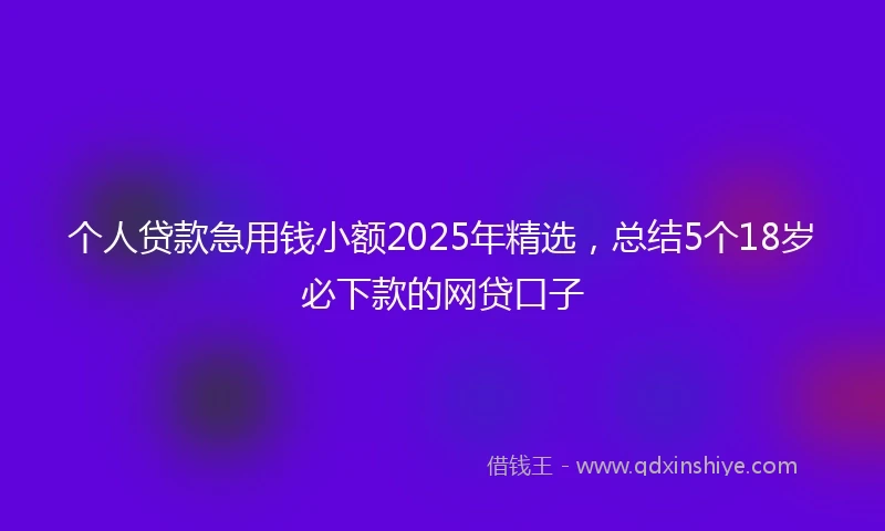 个人贷款急用钱小额2025年精选，总结5个18岁必下款的网贷口子