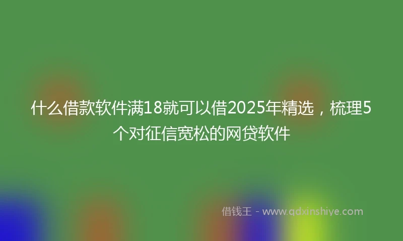 什么借款软件满18就可以借2025年精选，梳理5个对征信宽松的网贷软件