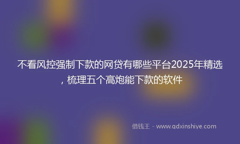 不看风控强制下款的网贷有哪些平台2025年精选，梳理五个高炮能下款的软件