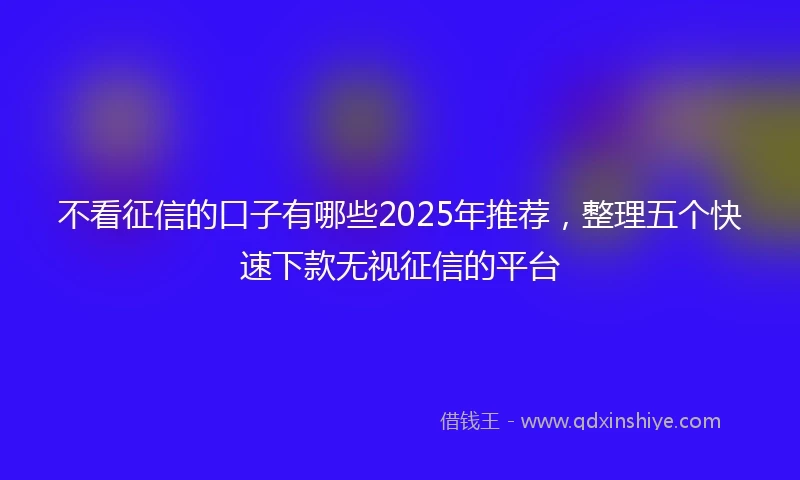 不看征信的口子有哪些2025年推荐，整理五个快速下款无视征信的平台