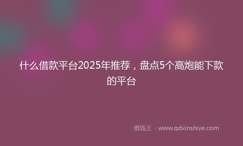 什么借款平台2025年推荐，盘点5个高炮能下款的平台