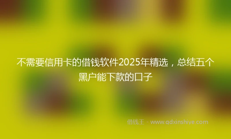 不需要信用卡的借钱软件2025年精选，总结五个黑户能下款的口子