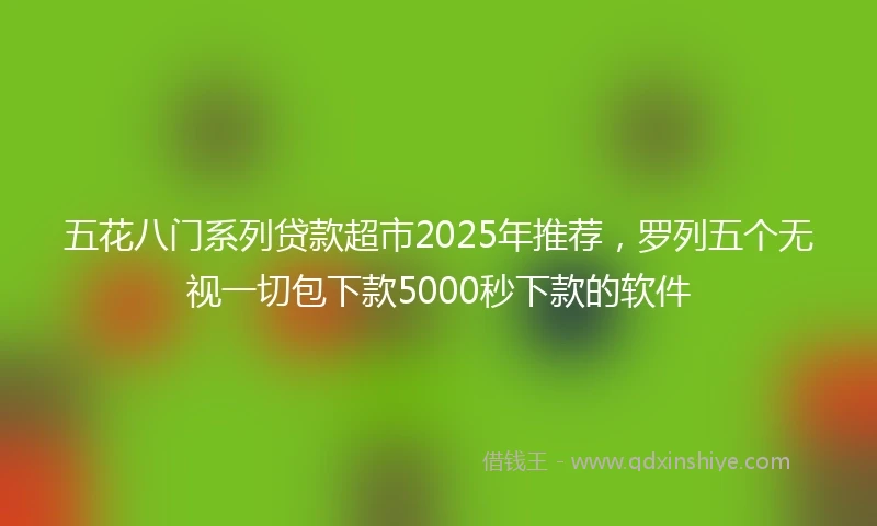五花八门系列贷款超市2025年推荐，罗列五个无视一切包下款5000秒下款的软件