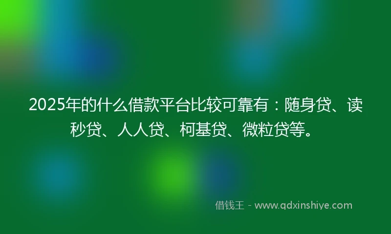 2025年的什么借款平台比较可靠有：随身贷、读秒贷、人人贷、柯基贷、微粒贷等。