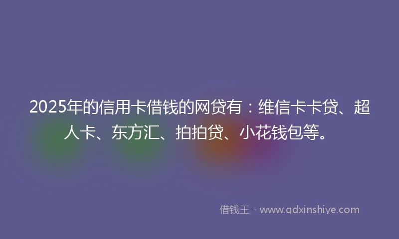 2025年的信用卡借钱的网贷有：维信卡卡贷、超人卡、东方汇、拍拍贷、小花钱包等。