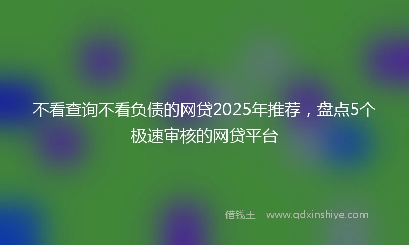 不看查询不看负债的网贷2025年推荐，盘点5个极速审核的网贷平台