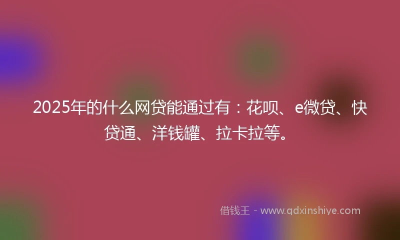 2025年的什么网贷能通过有：花呗、e微贷、快贷通、洋钱罐、拉卡拉等。