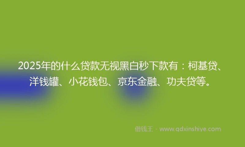 2025年的什么贷款无视黑白秒下款有：柯基贷、洋钱罐、小花钱包、京东金融、功夫贷等。