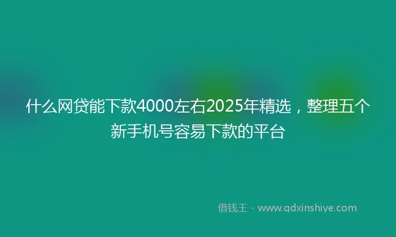 什么网贷能下款4000左右2025年精选，整理五个新手机号容易下款的平台