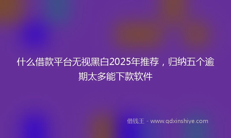 什么借款平台无视黑白2025年推荐，归纳五个逾期太多能下款软件