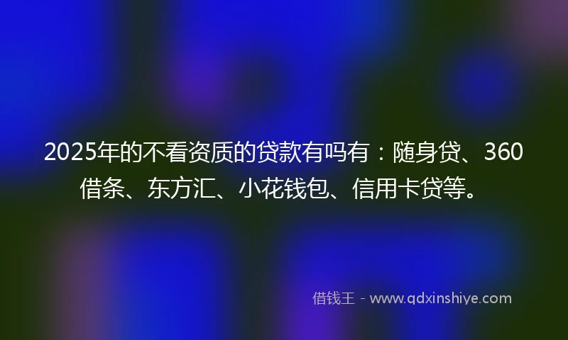 2025年的不看资质的贷款有吗有：随身贷、360借条、东方汇、小花钱包、信用卡贷等。