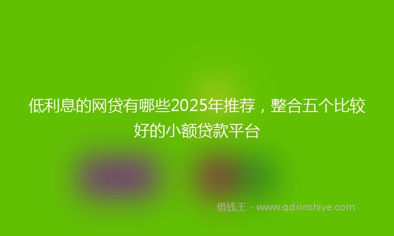 低利息的网贷有哪些2025年推荐，整合五个比较好的小额贷款平台