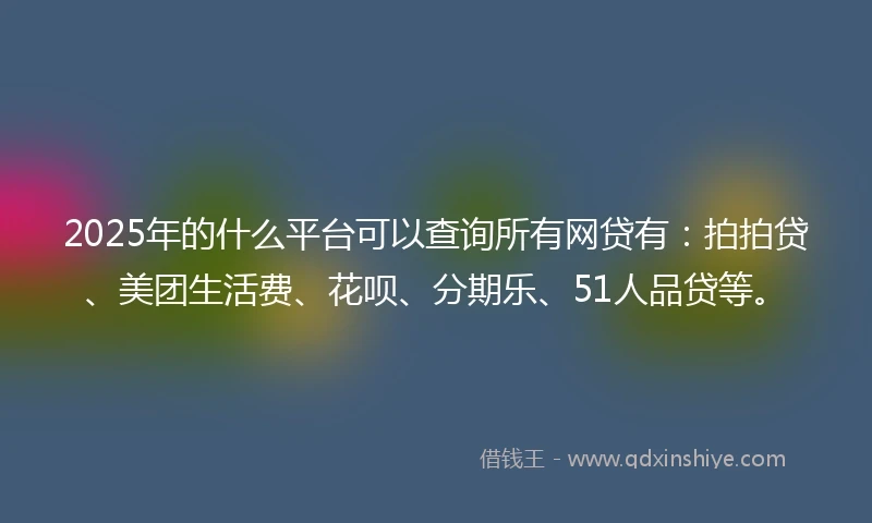 2025年的什么平台可以查询所有网贷有：拍拍贷、美团生活费、花呗、分期乐、51人品贷等。