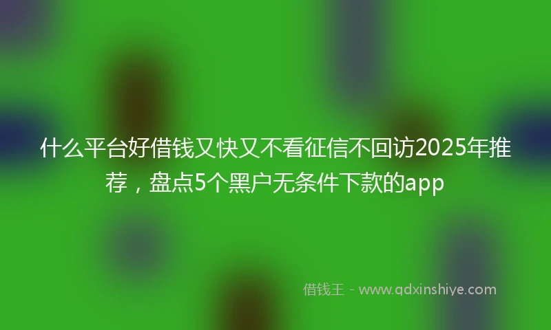 什么平台好借钱又快又不看征信不回访2025年推荐，盘点5个黑户无条件下款的app