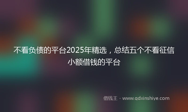 不看负债的平台2025年精选，总结五个不看征信小额借钱的平台
