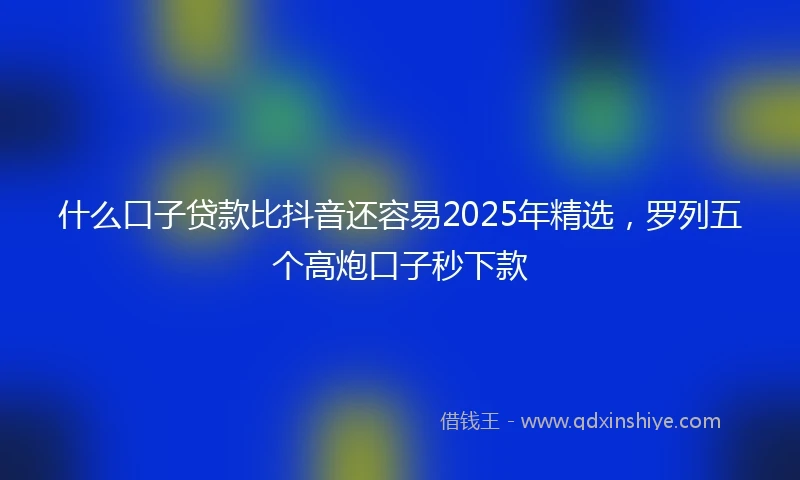 什么口子贷款比抖音还容易2025年精选，罗列五个高炮口子秒下款