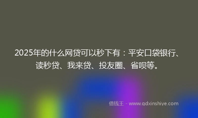2025年的什么网贷可以秒下有：平安口袋银行、读秒贷、我来贷、投友圈、省呗等。