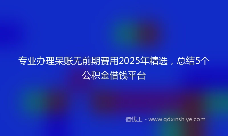 专业办理呆账无前期费用2025年精选，总结5个公积金借钱平台