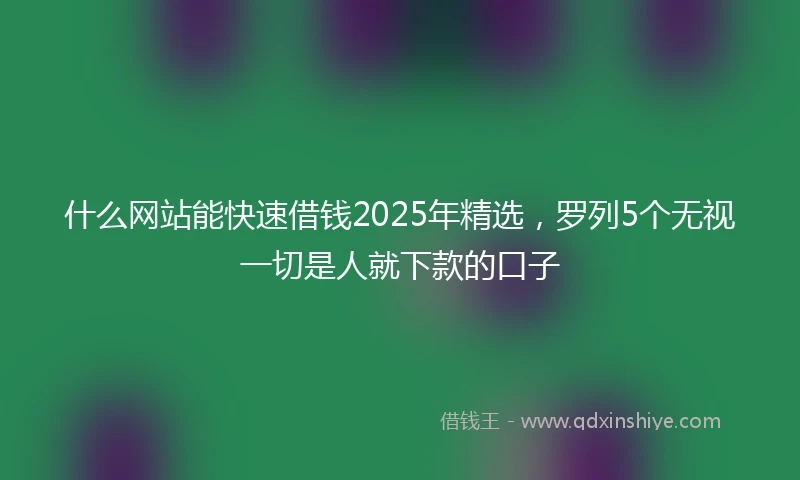 什么网站能快速借钱2025年精选，罗列5个无视一切是人就下款的口子