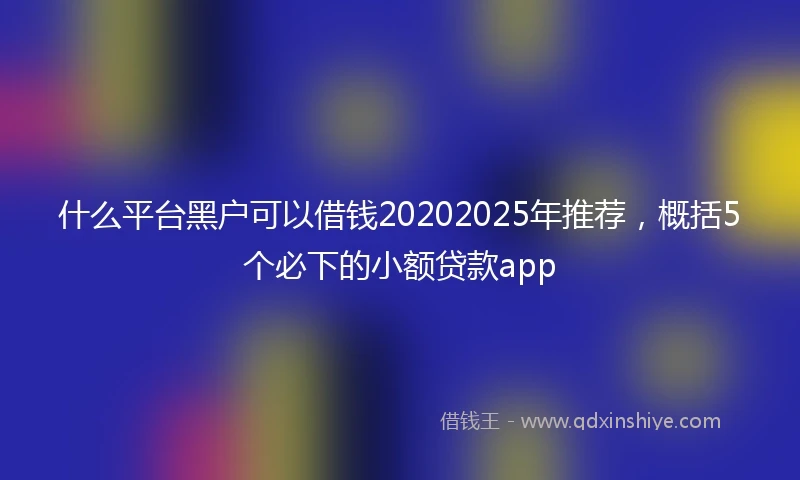 什么平台黑户可以借钱20202025年推荐，概括5个必下的小额贷款app