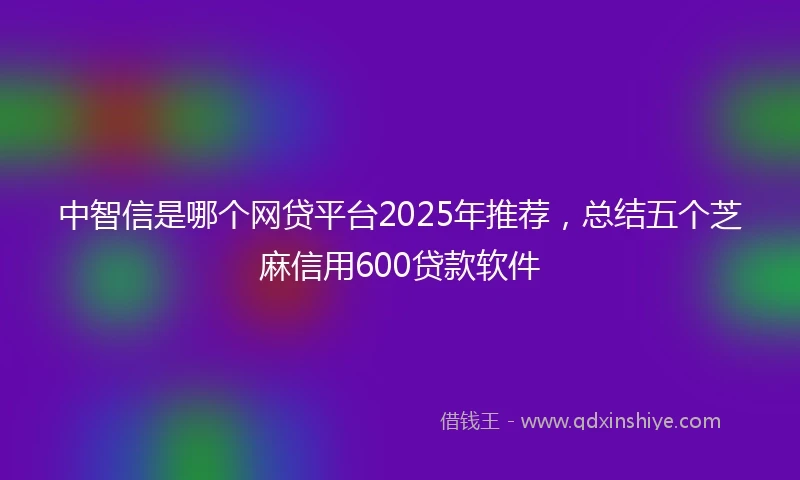 中智信是哪个网贷平台2025年推荐，总结五个芝麻信用600贷款软件