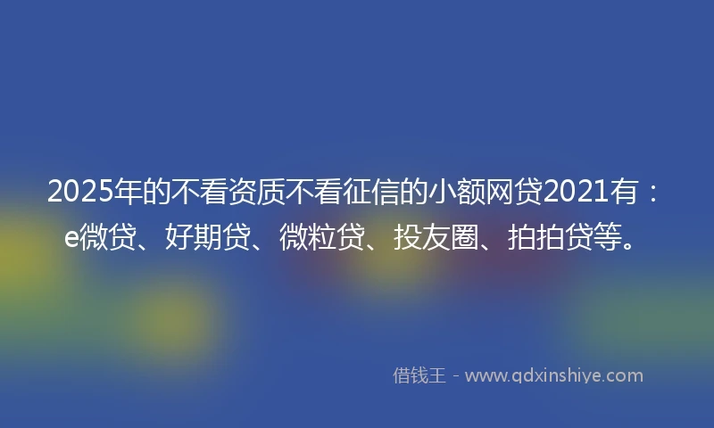2025年的不看资质不看征信的小额网贷2021有：e微贷、好期贷、微粒贷、投友圈、拍拍贷等。