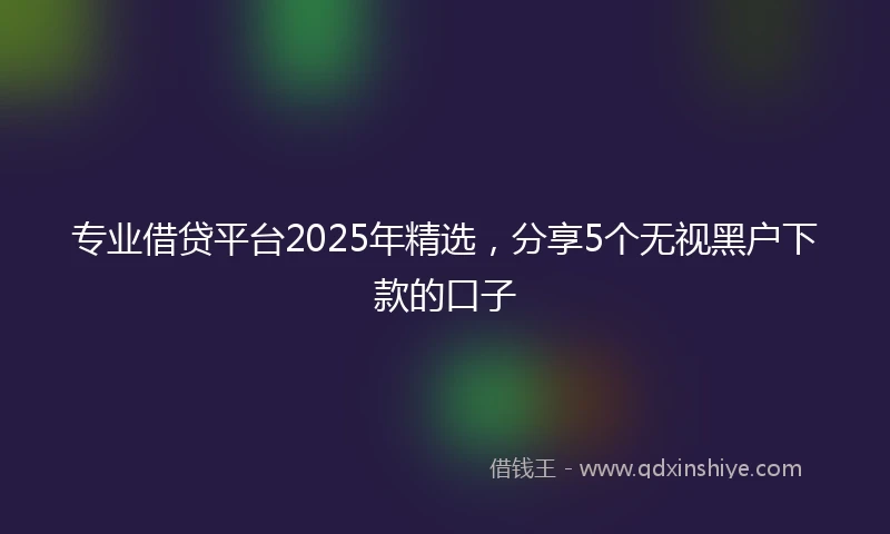 专业借贷平台2025年精选，分享5个无视黑户下款的口子