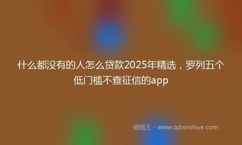 什么都没有的人怎么贷款2025年精选，罗列五个低门槛不查征信的app