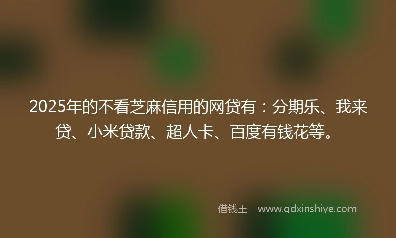 2025年的不看芝麻信用的网贷有：分期乐、我来贷、小米贷款、超人卡、百度有钱花等。