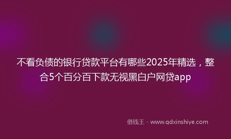 不看负债的银行贷款平台有哪些2025年精选，整合5个百分百下款无视黑白户网贷app