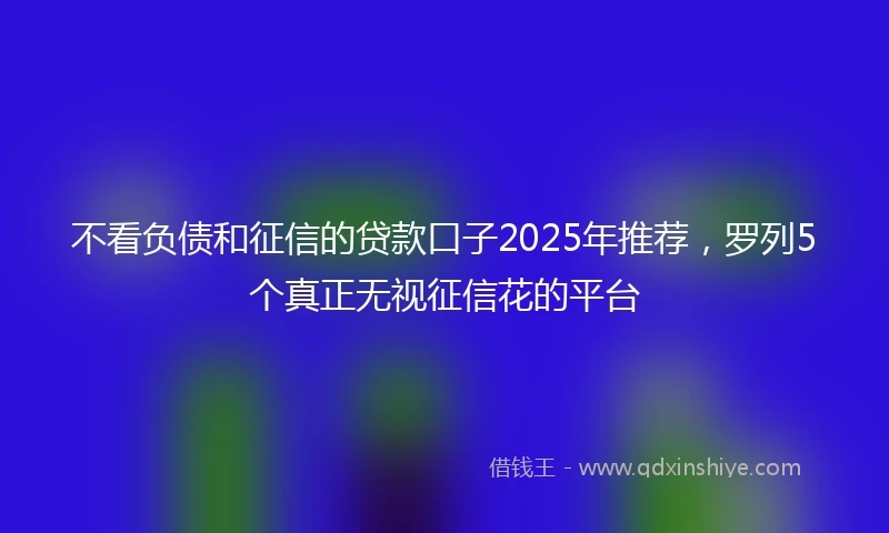 不看负债和征信的贷款口子2025年推荐，罗列5个真正无视征信花的平台