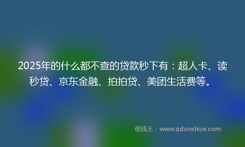 2025年的什么都不查的贷款秒下有：超人卡、读秒贷、京东金融、拍拍贷、美团生活费等。