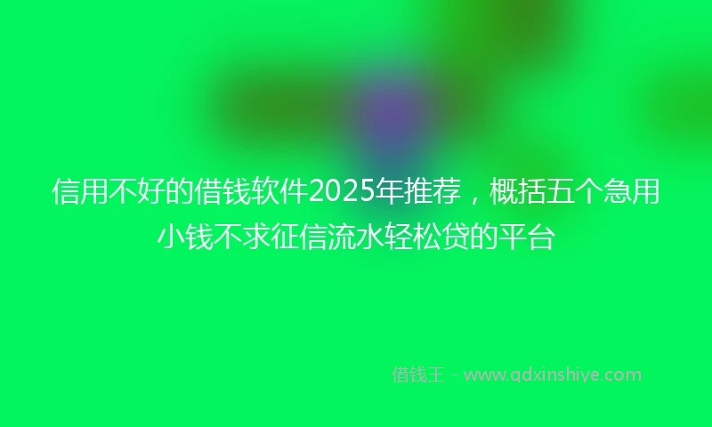 信用不好的借钱软件2025年推荐，概括五个急用小钱不求征信流水轻松贷的平台