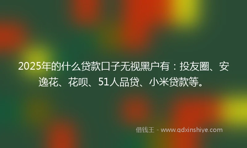 2025年的什么贷款口子无视黑户有：投友圈、安逸花、花呗、51人品贷、小米贷款等。