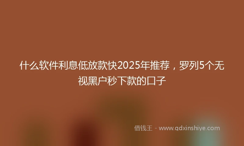什么软件利息低放款快2025年推荐，罗列5个无视黑户秒下款的口子