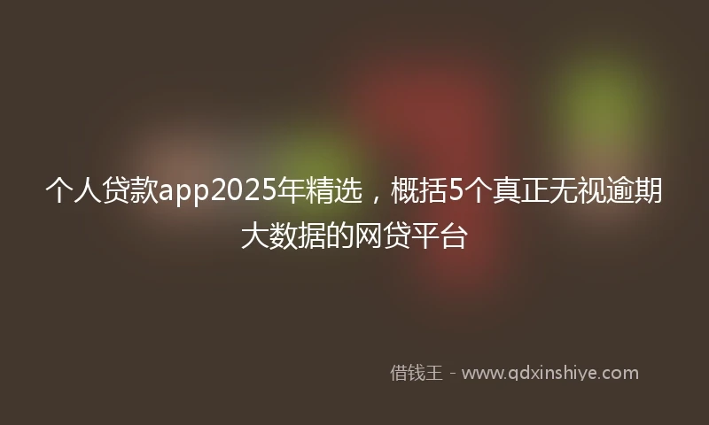 个人贷款app2025年精选，概括5个真正无视逾期大数据的网贷平台