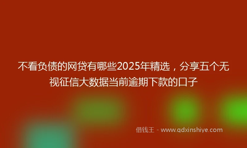 不看负债的网贷有哪些2025年精选，分享五个无视征信大数据当前逾期下款的口子
