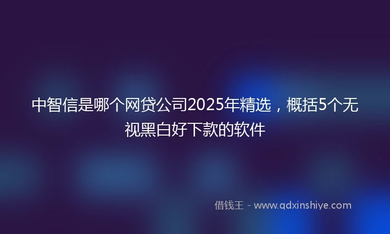 中智信是哪个网贷公司2025年精选，概括5个无视黑白好下款的软件