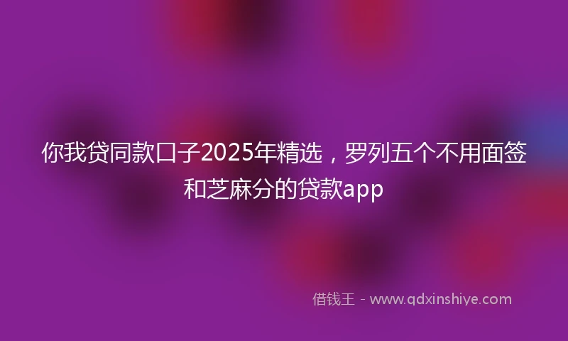 你我贷同款口子2025年精选，罗列五个不用面签和芝麻分的贷款app