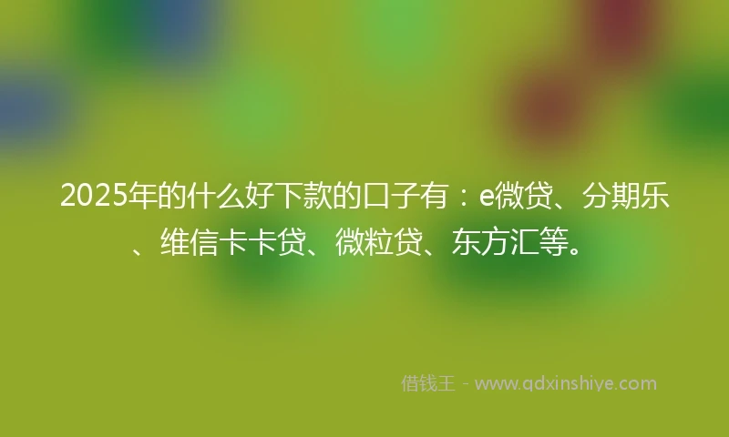 2025年的什么好下款的口子有：e微贷、分期乐、维信卡卡贷、微粒贷、东方汇等。