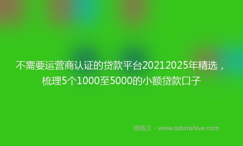 不需要运营商认证的贷款平台20212025年精选，梳理5个1000至5000的小额贷款口子
