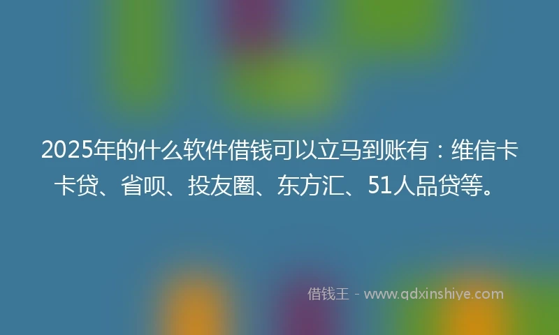 2025年的什么软件借钱可以立马到账有：维信卡卡贷、省呗、投友圈、东方汇、51人品贷等。