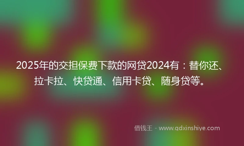 2025年的交担保费下款的网贷2024有：替你还、拉卡拉、快贷通、信用卡贷、随身贷等。