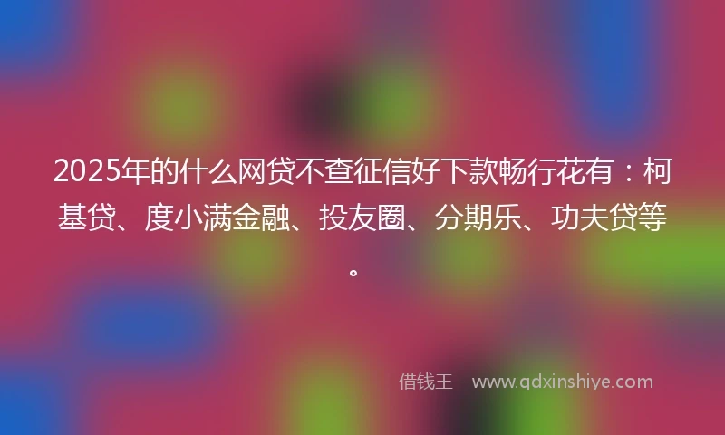 2025年的什么网贷不查征信好下款畅行花有：柯基贷、度小满金融、投友圈、分期乐、功夫贷等。