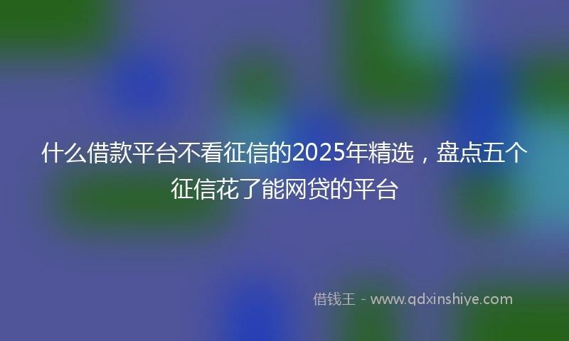 什么借款平台不看征信的2025年精选，盘点五个征信花了能网贷的平台