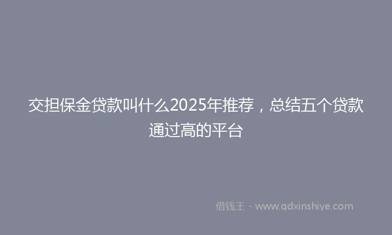 交担保金贷款叫什么2025年推荐，总结五个贷款通过高的平台