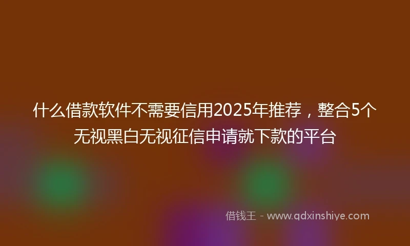 什么借款软件不需要信用2025年推荐，整合5个无视黑白无视征信申请就下款的平台